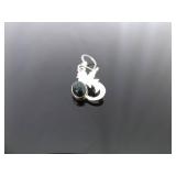 .925 Sterling Silver Black Onyx Cabochon Bird Dangle Hook Earrings