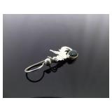 .925 Sterling Silver Black Onyx Cabochon Bird Dangle Hook Earrings