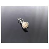 .925 Sterling Silver Carved Shell Cameo Dangle Hook Earrings