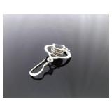 .925 Sterling Silver Black Onyx Cabochon Dangle Hook Earrings