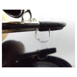 .925 Sterling Silver Black Onyx Cabochon Dangle Hook Earrings