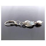 .925 Sterling Silver Pearl and Moonstone Dangle Hook Earrings