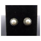 .925 Sterling Silver Pearl Post Earrings