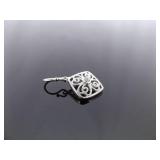 .925 Sterling Silver Scrolled Crystal Dangle Hook Earrings