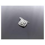 .925 Sterling Silver Scrolled Crystal Dangle Hook Earrings