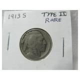 1913 S Buffalo Nickel Type II