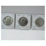 3 Silver Kennedy Half Dollars