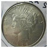 1922 S Silver Peace Dollar