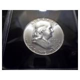 1957 Franklin Half Dollar Holdered UNC Full Bell Lines