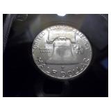 1957 Franklin Half Dollar Holdered UNC Full Bell Lines