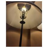 Pair of Black Metal Floor Lamps with Pleated Shades