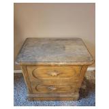 Two-Drawer Wooden Nightstand with Carved Handles 24x16x23 Inches