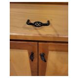 Large Wood Storage Cabinet with Drawers and Marble-Look Top