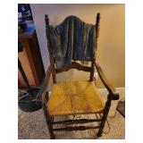 Vintage Wooden Ladder Back Chair with Rush Seat