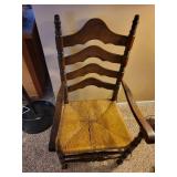 Vintage Wooden Ladder Back Chair with Rush Seat