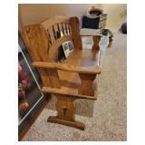 Solid Oak Bench with Decorative Back, 47 Inch Width