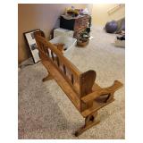 Solid Oak Bench with Decorative Back, 47 Inch Width