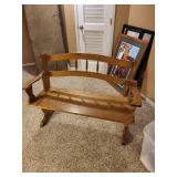 Solid Oak Bench with Decorative Back, 47 Inch Width