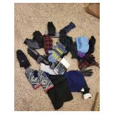 Collection of Winter Gloves, Mittens, and Hats