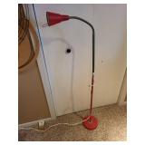 Red Adjustable Gooseneck Floor Lamp with Clamp Shade