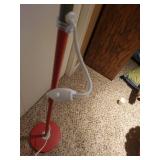 Red Adjustable Gooseneck Floor Lamp with Clamp Shade