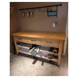 Wood Workbench with Drawers and Shelves