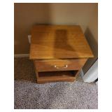 Wooden Nightstand with Drawer and Open Shelf