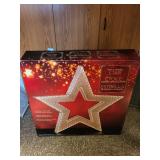 Gold Tinsel LED Star Outdoor Decoration with Stand