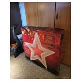 Gold Tinsel LED Star Outdoor Decoration with Stand