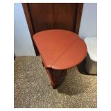 Red Wooden Drop-Leaf Demilune Table
