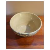 Roseville Ohio R.R.P. Co. Stoneware Mixing Bowl with Blue Spongeware Rim