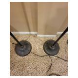 Pair of Black Metal Floor Lamps with Pleated Shades