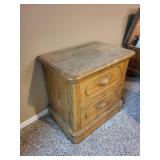Two-Drawer Wooden Nightstand with Carved Handles 24x16x23 Inches
