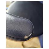 Set of 3 Blue and Gold Swivel Bar Stools with Curved Backs