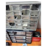 Lot of Hardware Storage Bins with Assorted Screws and Gorilla Ladders Case