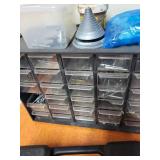 Lot of Hardware Storage Bins with Assorted Screws and Gorilla Ladders Case