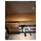 Wood Workbench with Drawers and Shelves