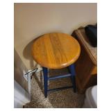 Pair of Wooden Bar Stools with Blue Legs