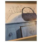 Framed Pauline Eble Campanelli Print with Basket Design, 31x36 Inches