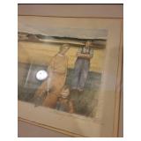 Framed Art Print by Mary B. Brodlin Depicting Family in Wheat Field