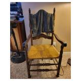 Vintage Wooden Ladder Back Chair with Rush Seat