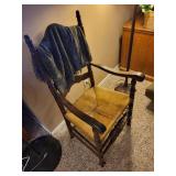 Vintage Wooden Ladder Back Chair with Rush Seat