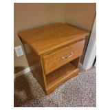 Wooden Nightstand with Drawer and Open Shelf