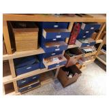 Fabric Bins and Blue Organizer Boxes