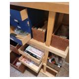 Fabric Bins and Blue Organizer Boxes