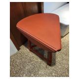 Red Wooden Drop-Leaf Demilune Table
