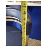 Set of 3 Blue and Gold Swivel Bar Stools with Curved Backs