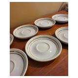 Set of 10 Denby Made in England Porcelain Saucers with Brown Bands