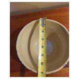 Roseville Ohio R.R.P. Co. Stoneware Mixing Bowl with Blue Spongeware Rim