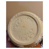 Roseville Ohio R.R.P. Co. Stoneware Mixing Bowl with Blue Spongeware Rim